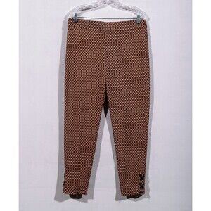 Skyes The Limit Black Orange Floral Pull On Stretch Slim Lace Up Leg Pants Sz 12